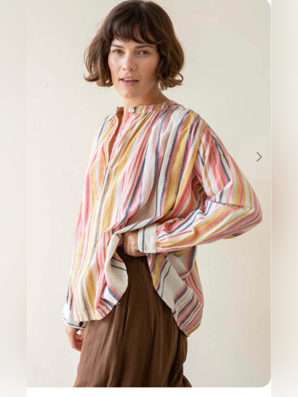 Matta NY Bheeti Naina Multicolor Striped Button-Front Tunic XL